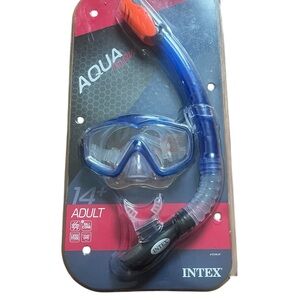 Intex Adult Snorkel Set Mask & Snorkel Aqua Flow Silicone Tempered Glass New